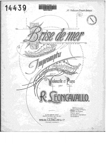 Leoncavallo - Brise de mer - Score