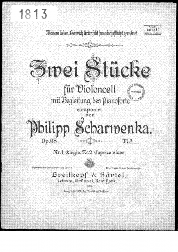 Scharwenka - 2 Stücke - Scores and Parts - Score
