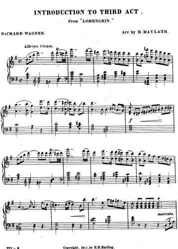 Maylath - Wagner Transcriptions - Prelude (Act III) For Piano solo (Maylath) - Score