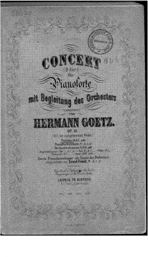 Goetz - Piano Concerto No. 2, Op. 18 - Score