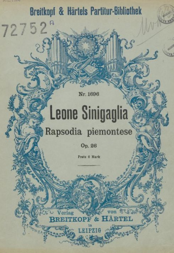 Sinigaglia - Rapsodia piemontese - Score