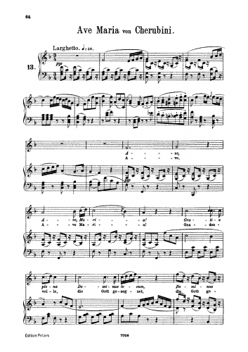 Cherubini - Ave Maria - For Voice and Piano - Score