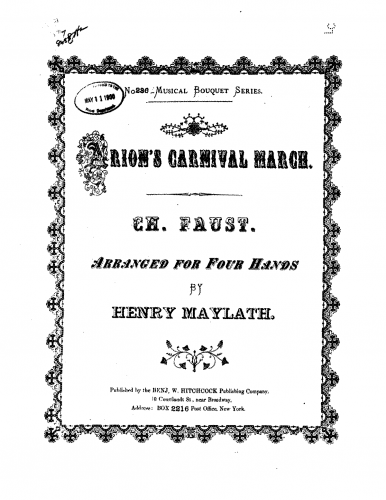 Faust - Militär-Festklänge Marsch - For Piano 4 Hands (Maylath) - Score
