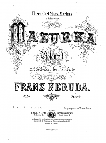 Neruda - Mazurka for Cello, Op. 53 - Score