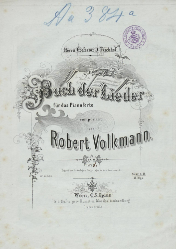 Volkmann - Buch der Lieder, Op. 17 - Score