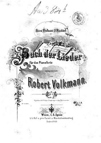 Volkmann - Buch der Lieder, Op. 17 - Score