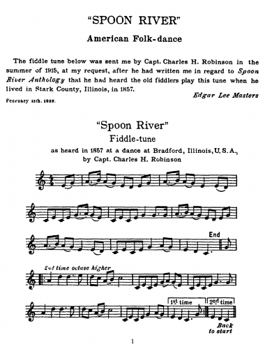 Grainger - Spoon River - Piano Score - Score