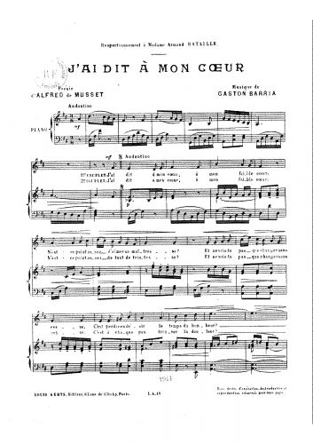 Barria - J'ai dit à mon coeur - Score