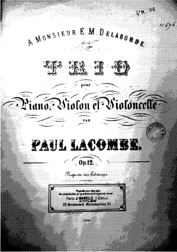 Lacombe - Piano Trio No. 1 - Score