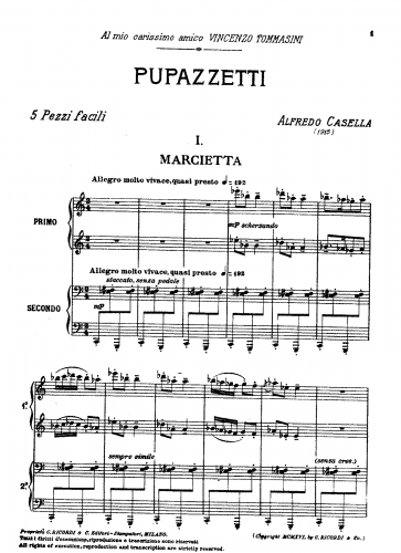 Casella - Pupazzetti, Op. 27 - Piano Score - Score