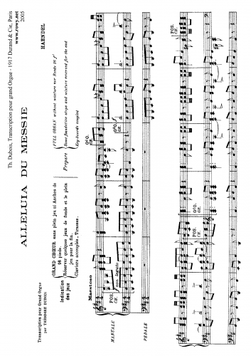 Handel - Messiah - Chorus: Hallelujah (Part II) For Organ (Dubois) - Score