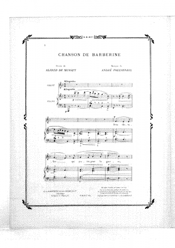 Pollonnais - Chanson de Barberine - Score