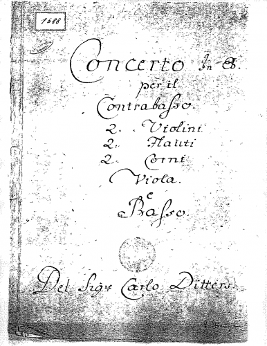 Dittersdorf - Concerto for Double Bass No. 2 in E major - Solo Bass (Manuscript copy)