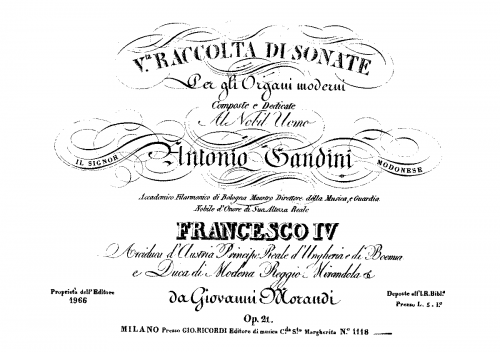 Morandi - Raccolta di sonate per gli organi moderni No. 5 - Score