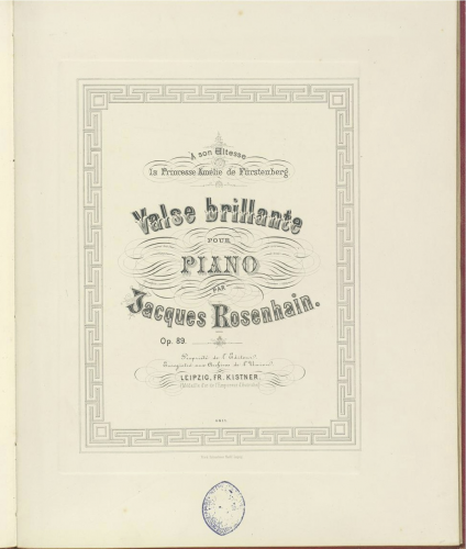 Rosenhain - Valse brillante - Score