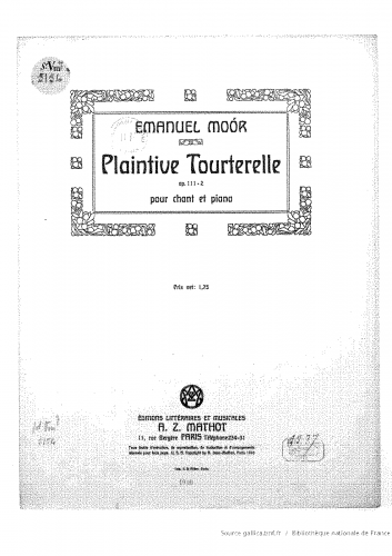 Moór - Plaintive tourterelle - Score