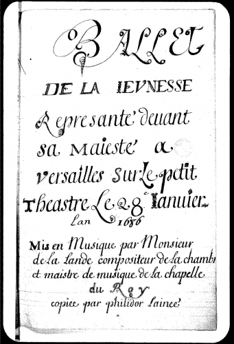 Lalande - Ballet de la Jeunesse - Score