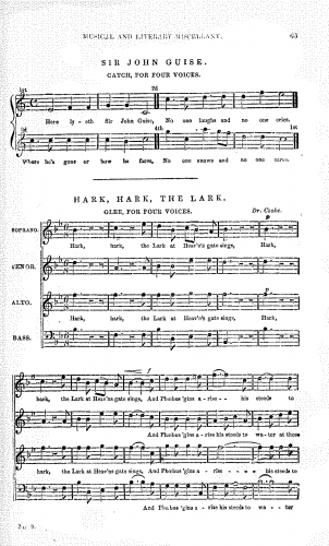 Cooke - Hark, Hark, the Lark - Score