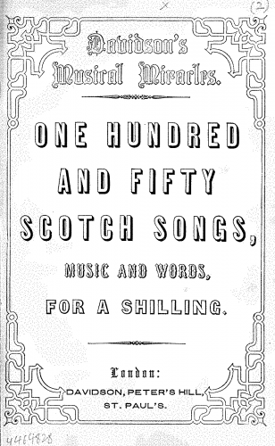 Folk Songs - Davidson's 150 Scotch Songs - Score