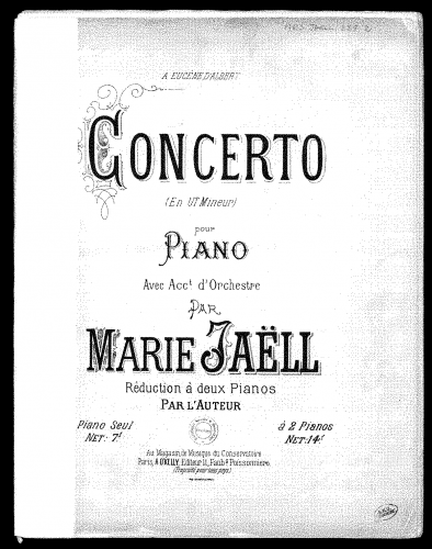 Jaëll - Piano Concerto No. 2 - For 2 Pianos 4 Hands (Composer) - Score