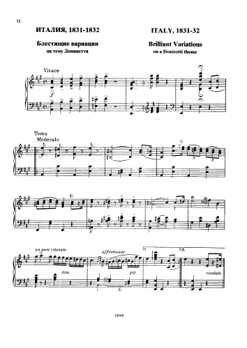 Glinka - Variations on a Theme from Donizetti's Opera 'Anna Bolena' - Score