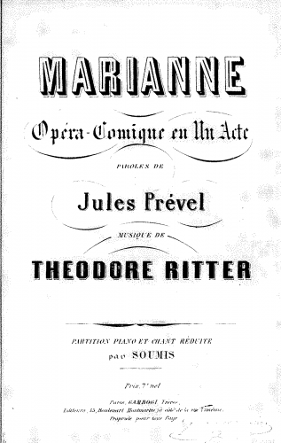 Ritter - Marianne - Vocal Score - Score