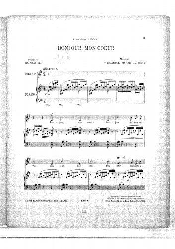 Moór - Bonjour mon coeur - Score