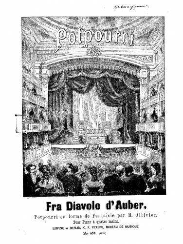 Jadassohn - Potpourri en forme de fantaisie sur 'Fra Diavolo' - Score