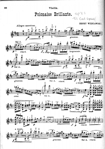 Wieniawski - Polonaise de concert - Violin Part
