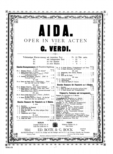 Verdi - Aïda - Triumphal March (Act II) For Piano solo - Score
