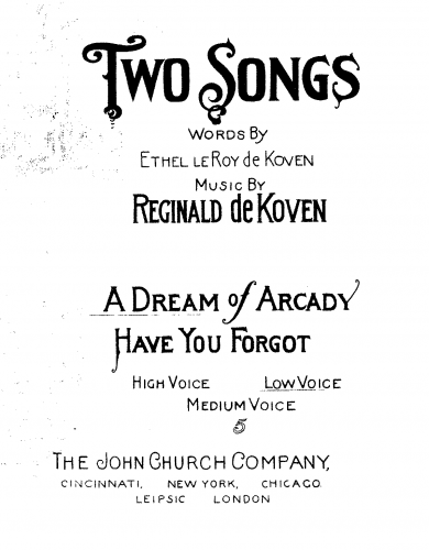 De Koven - A Dream of Arcady - Score