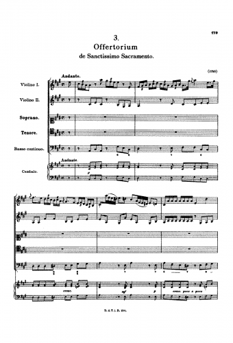 Mozart - Offertorium de Sanctissimo Sacramento - Score