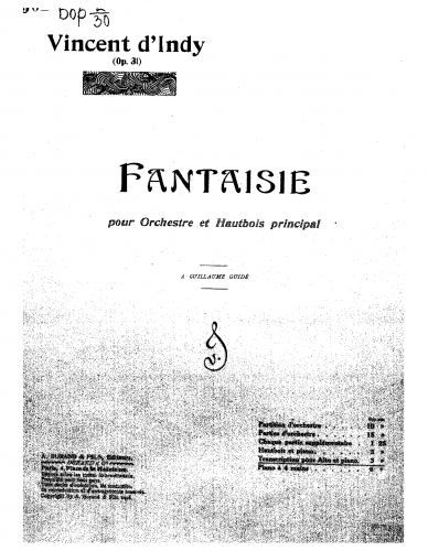 Indy - Fantaisie sur des thèmes populaires français - For Viola and Piano (Neuberth) - Viola part