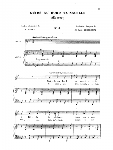 Meyerbeer - Komm, du schönes Fischermädchen - Voice and Piano - Score