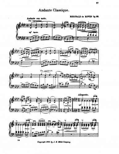 De Koven - Andante classique - Score