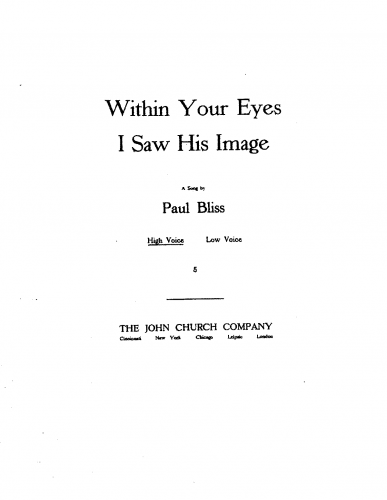 Bliss - Within Your Eyes I Saw His Image - Score