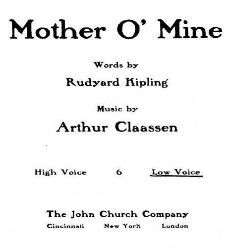 Claassen - Mother O' Mine - Score