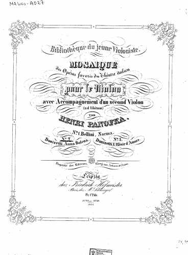 Panofka - Mosaïque des Opéras favoris - No. 2 (Anna Bolena, by Donizetti) - Score