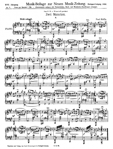Höfle - 2 Mazurkas - Score