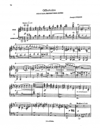 Jongen - Offertoire sur l'alma Redemptoris Mater - Score
