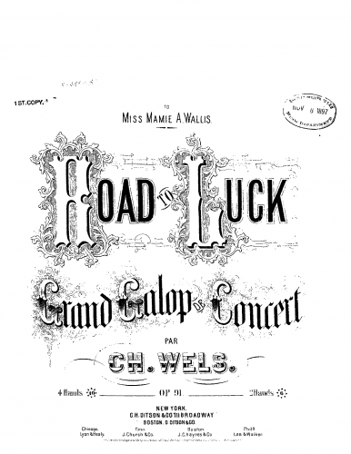 Wels - Road to Luck - Piano Score - Score