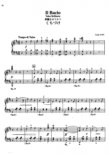 Arditi - Il bacio - For Piano solo - Score