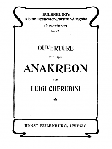 Cherubini - Anacréon, ou Lamour fugitif - Overture - Score