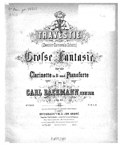 Baermann - Travestie - Piano Score and Clarinet Part