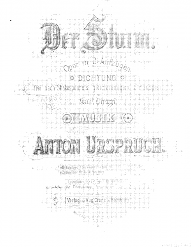 Urspruch - Der Sturm - Vocal Score - Score