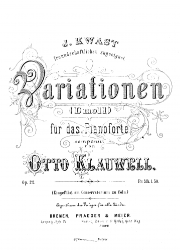 Klauwell - Variations - Score