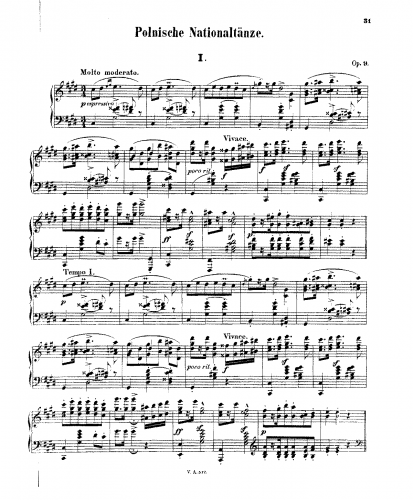 Scharwenka - 3 Polish Dances, Op. 9 - Score