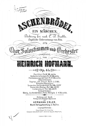 Hofmann - Aschenbrödel - Vocal Score - Score