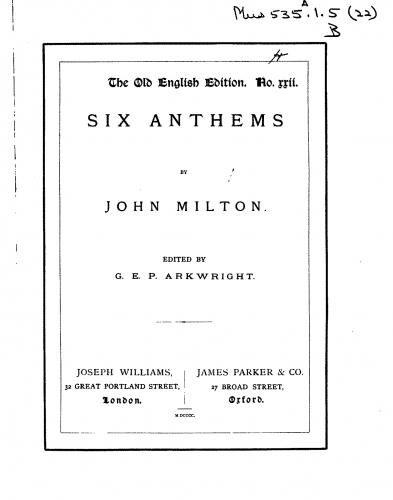 Milton Sr. - 6 Anthems - Score