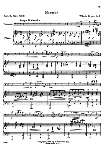 Popper - Mazurka - Piano Score and Cello Part